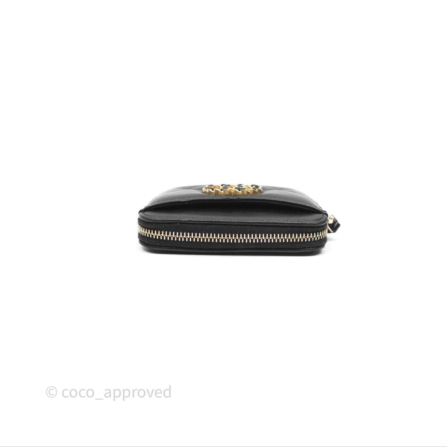 Chanel 19 Black Zipped Coin Purse Lambskin Gold Hardware