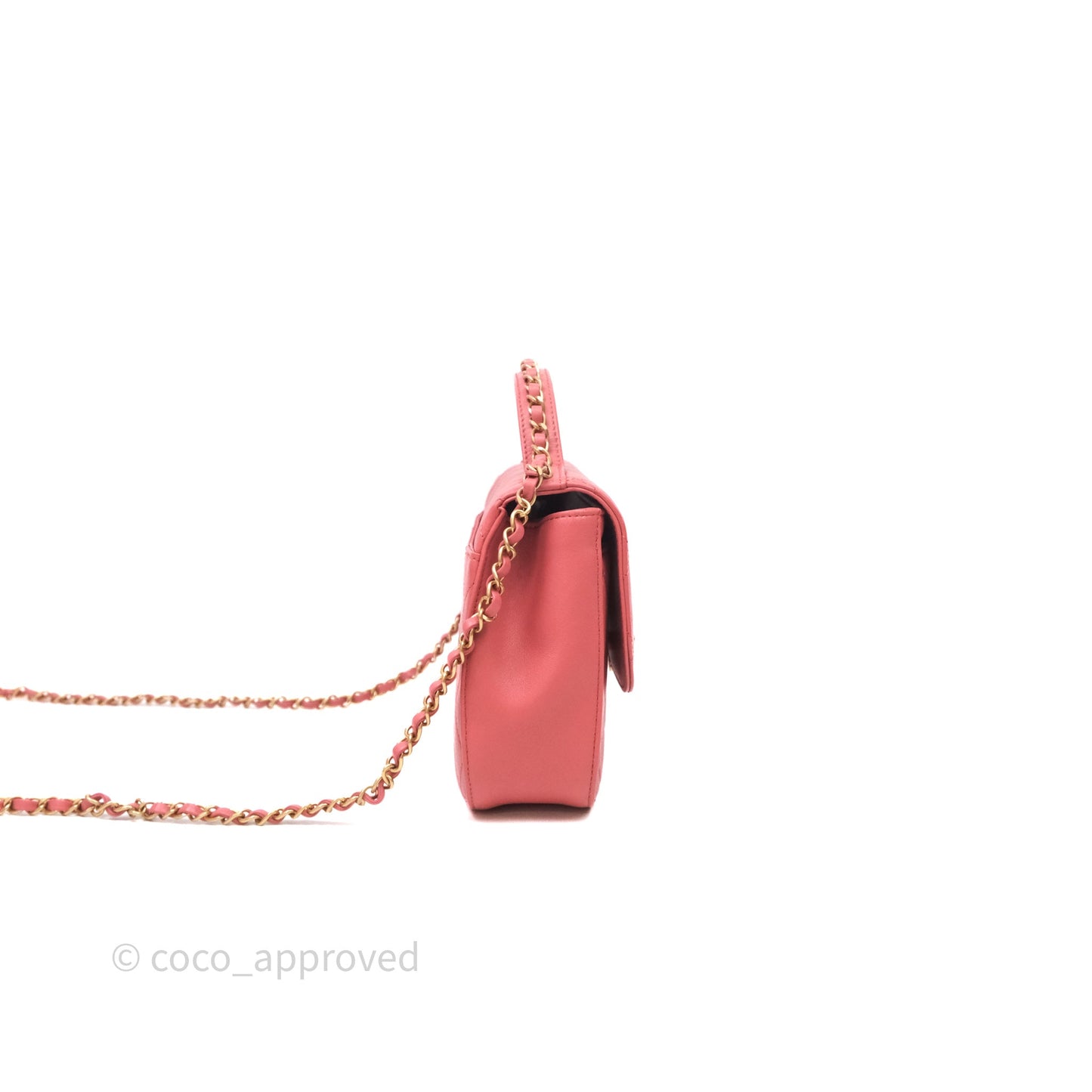 Chanel Quilted Chain Infinity Handle Bag Pink Lambskin Aged Gold Hardware