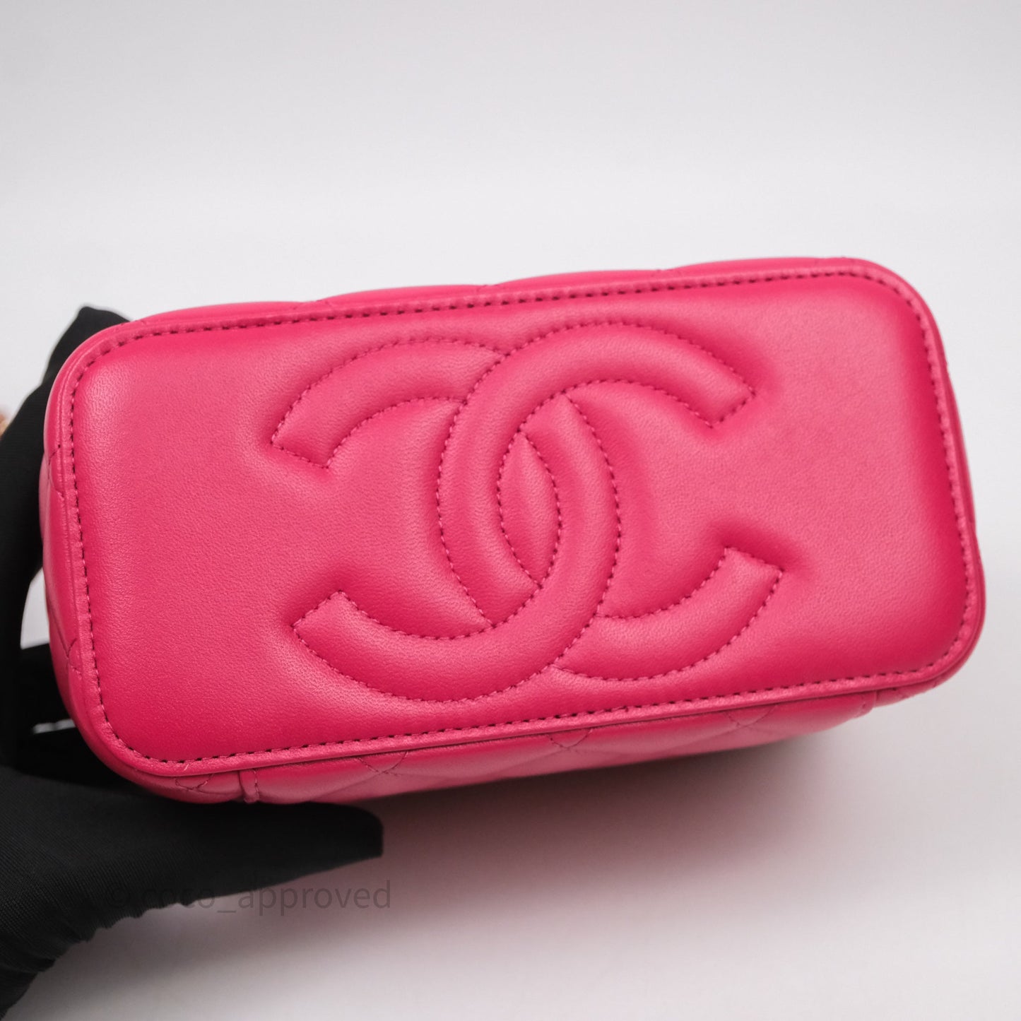 Chanel Vanity Rectangular Top Handle Pink Lambskin Gold Hardware
