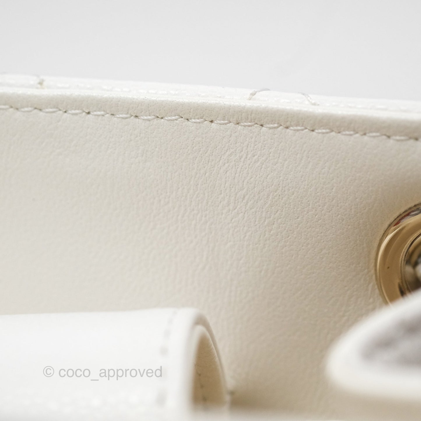 Chanel Mini Bucket Tote White Caviar Gold Hardware 22S