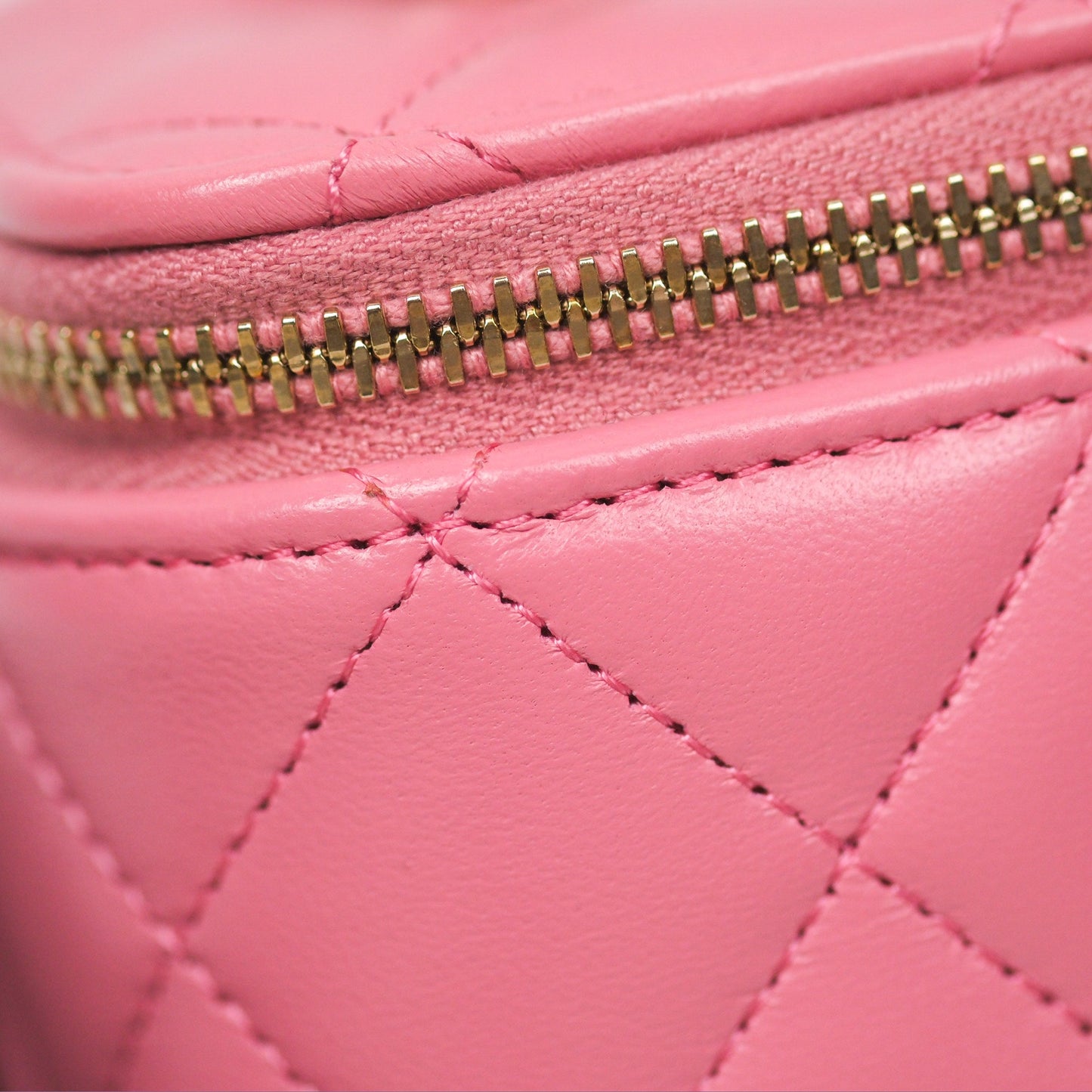 Chanel Vanity Rectangular Top Handle Pink Lambskin Gold Hardware
