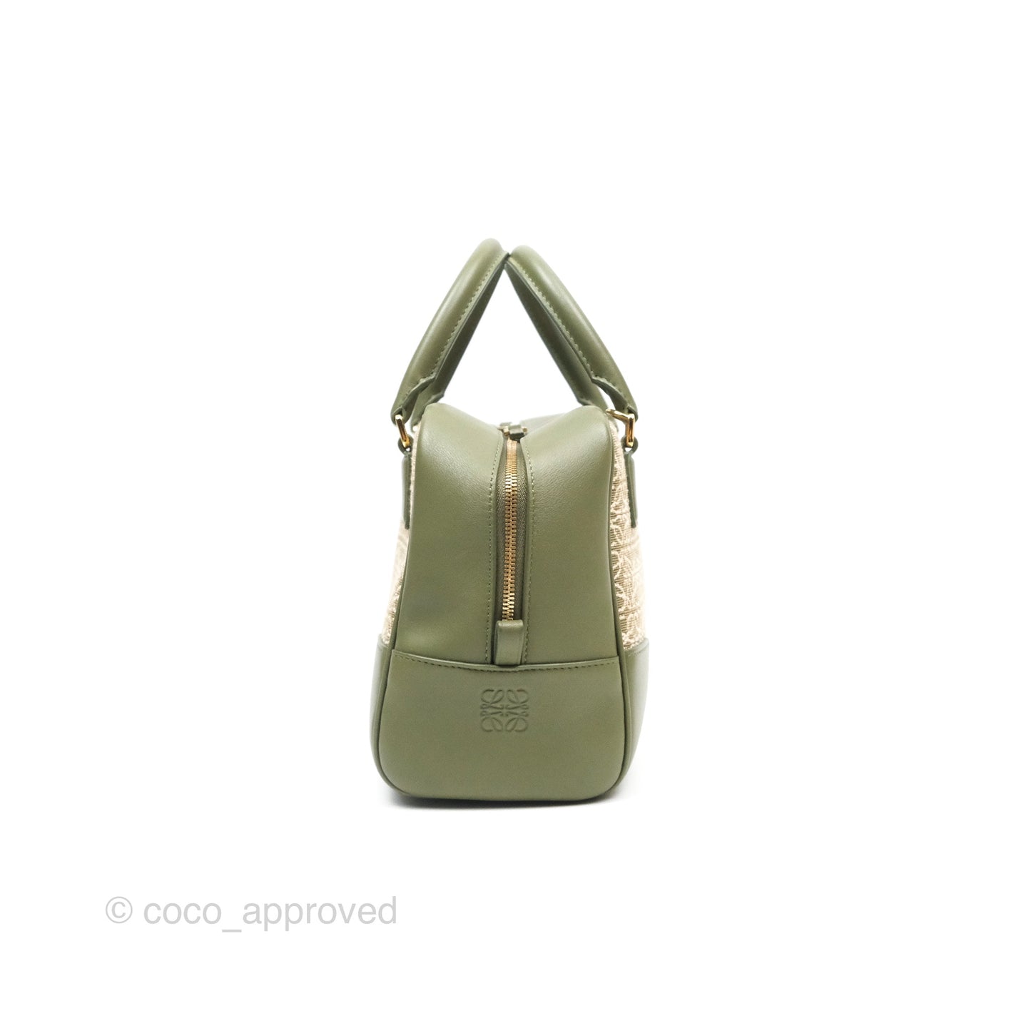 Loewe Amazona 19 Square Green/ Avocado Green in Anagram Jacquard and Calfskin