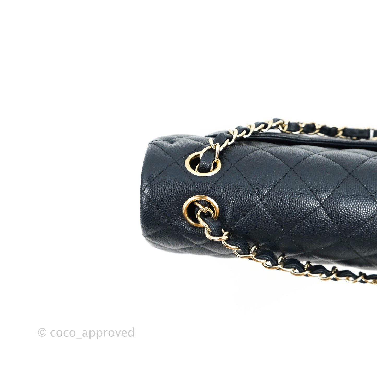 Chanel Classic Small S/M Flap Navy Blue Caviar Gold Hardware 21P