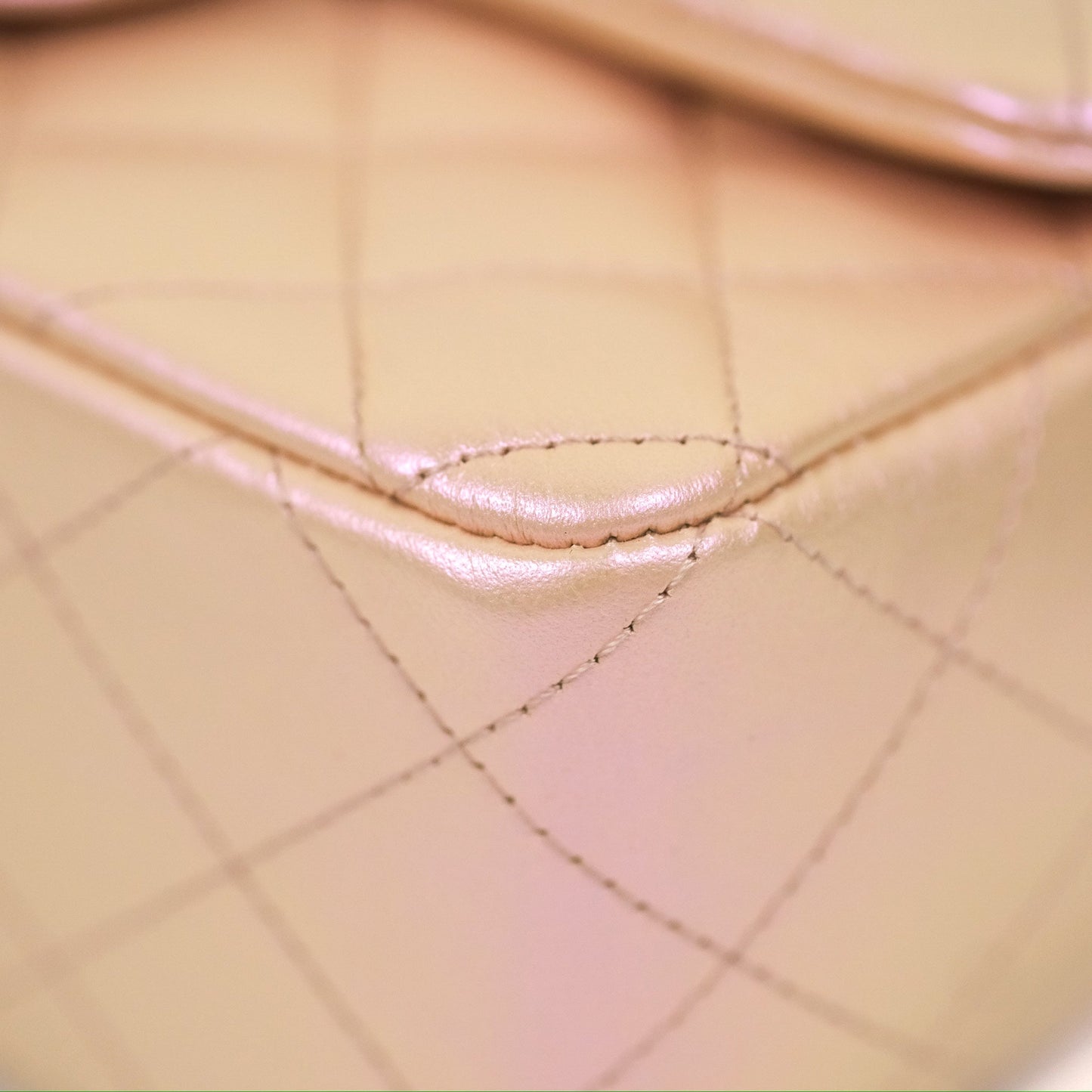 Chanel Quilted Mini Rectangular Iridescent Pink Calfskin Silver Hardware