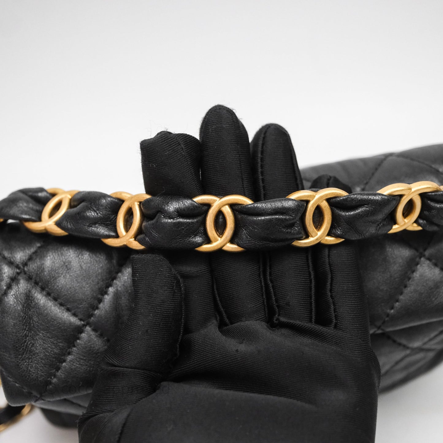 Chanel Small Hobo Bag Crumpled Black Lambskin Aged Gold Hardware
