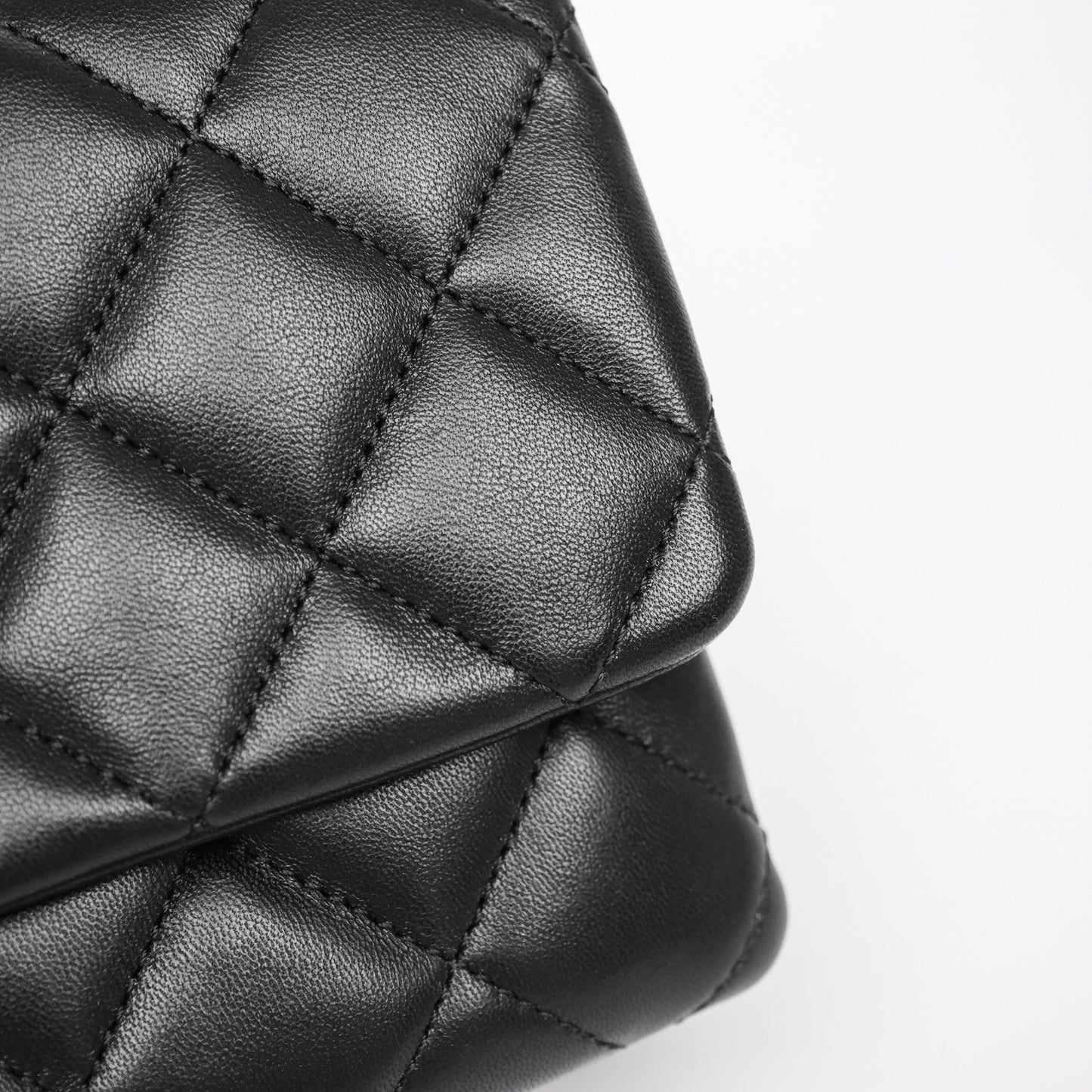 Chanel Quilted Accordion Flap Bag with Button on Chain Black Lambskin Aged Gold Hardware 22A