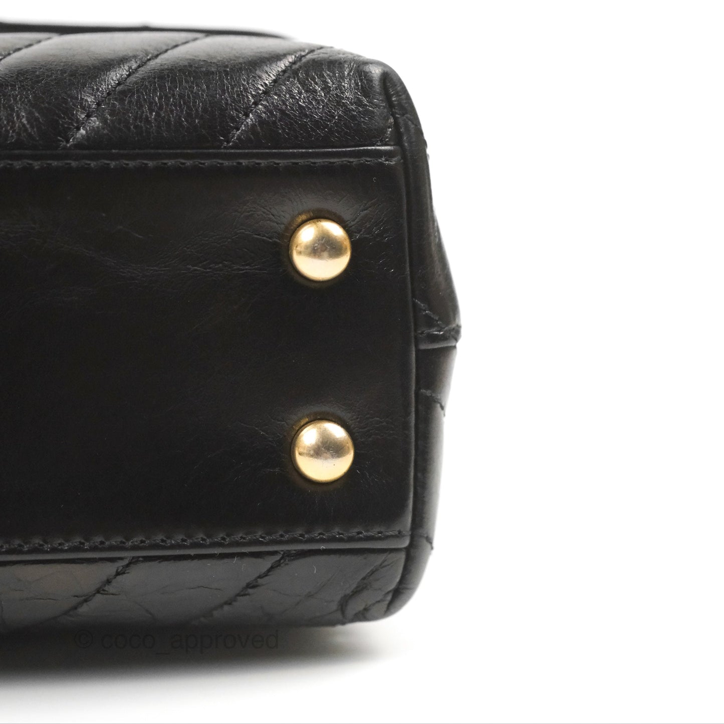 Chanel Chevron Small Coco Handle Black Shiny Aged Calfskin Aged Gold Hardware’s