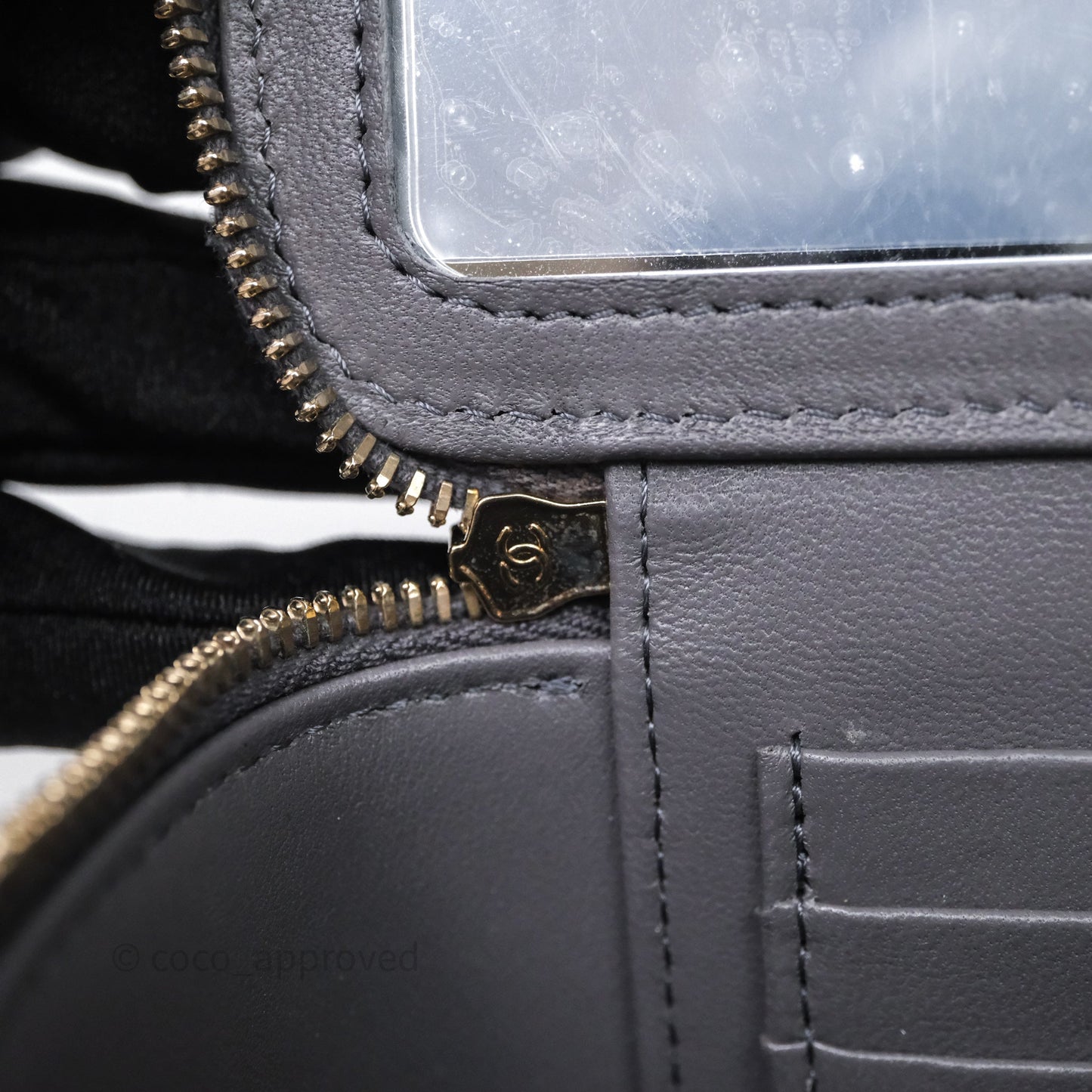 Chanel Vanity Rectangular Top Handle Grey Lambskin Gold Hardware