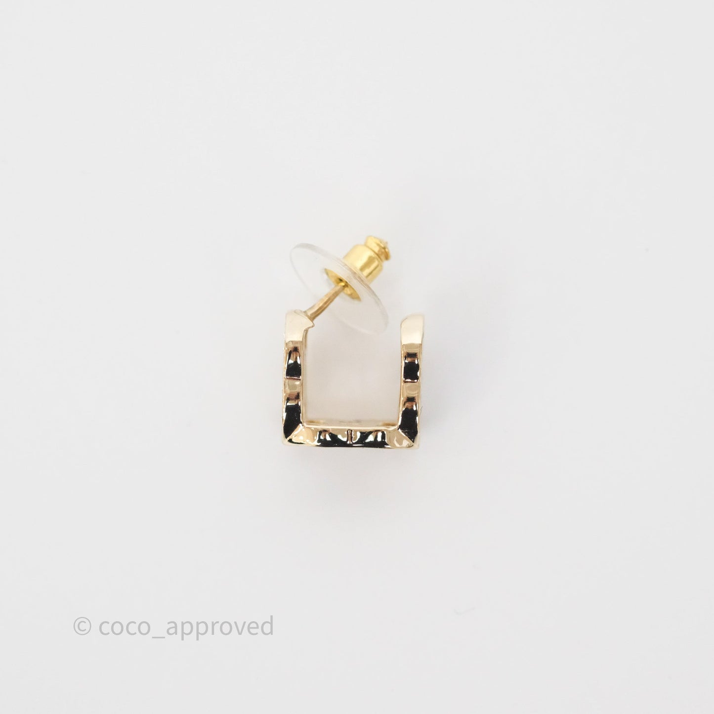 Chanel CC Crystals Square Earrings Gold Tone 23B