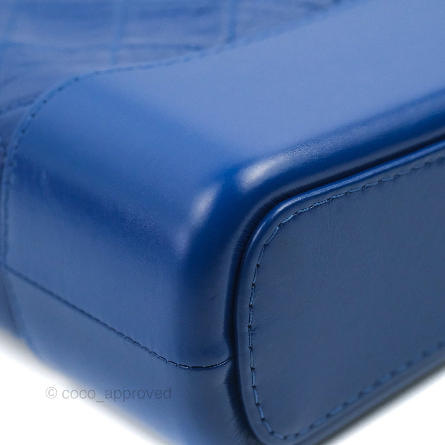 Chanel New Medium Gabrielle Blue Logo Handle Aged Calfskin Mixed Hardware