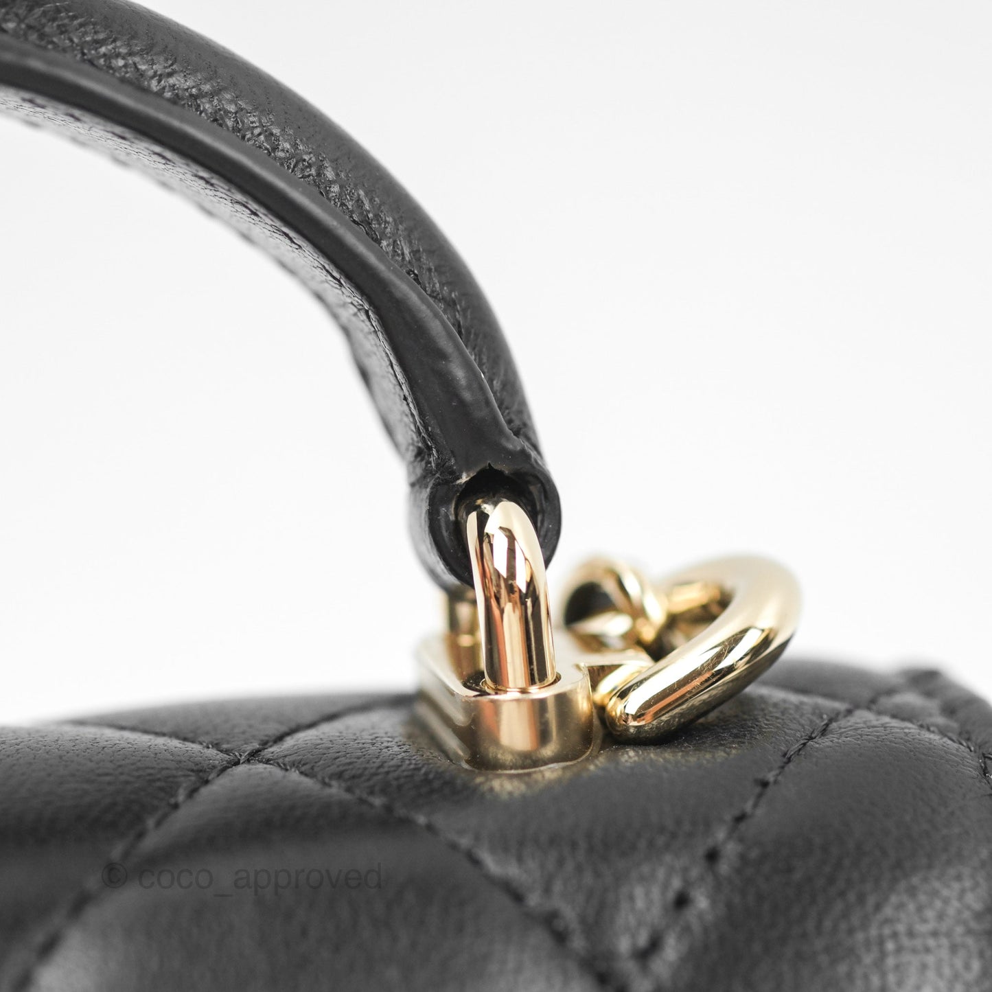 Chanel Mini Handle Clutch With Chain Black Lambskin Gold Hardware