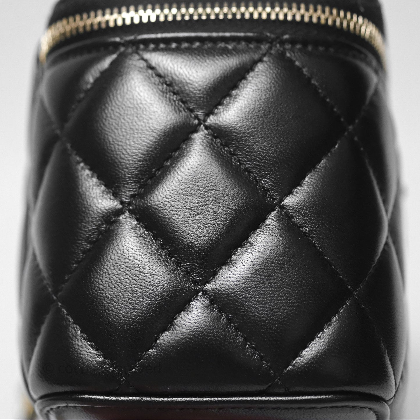 Chanel Vanity with Enamel CC Adjustable Chain Black Lambskin Aged Gold Hardware 24A
