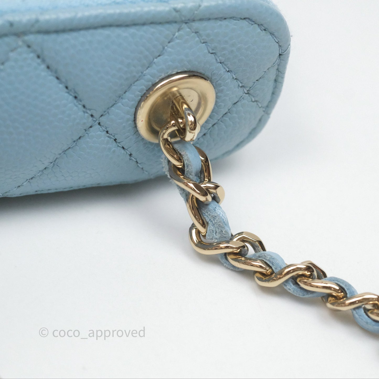 Chanel Classic Mini Vanity With Chain Light Blue Caviar Gold Hardware