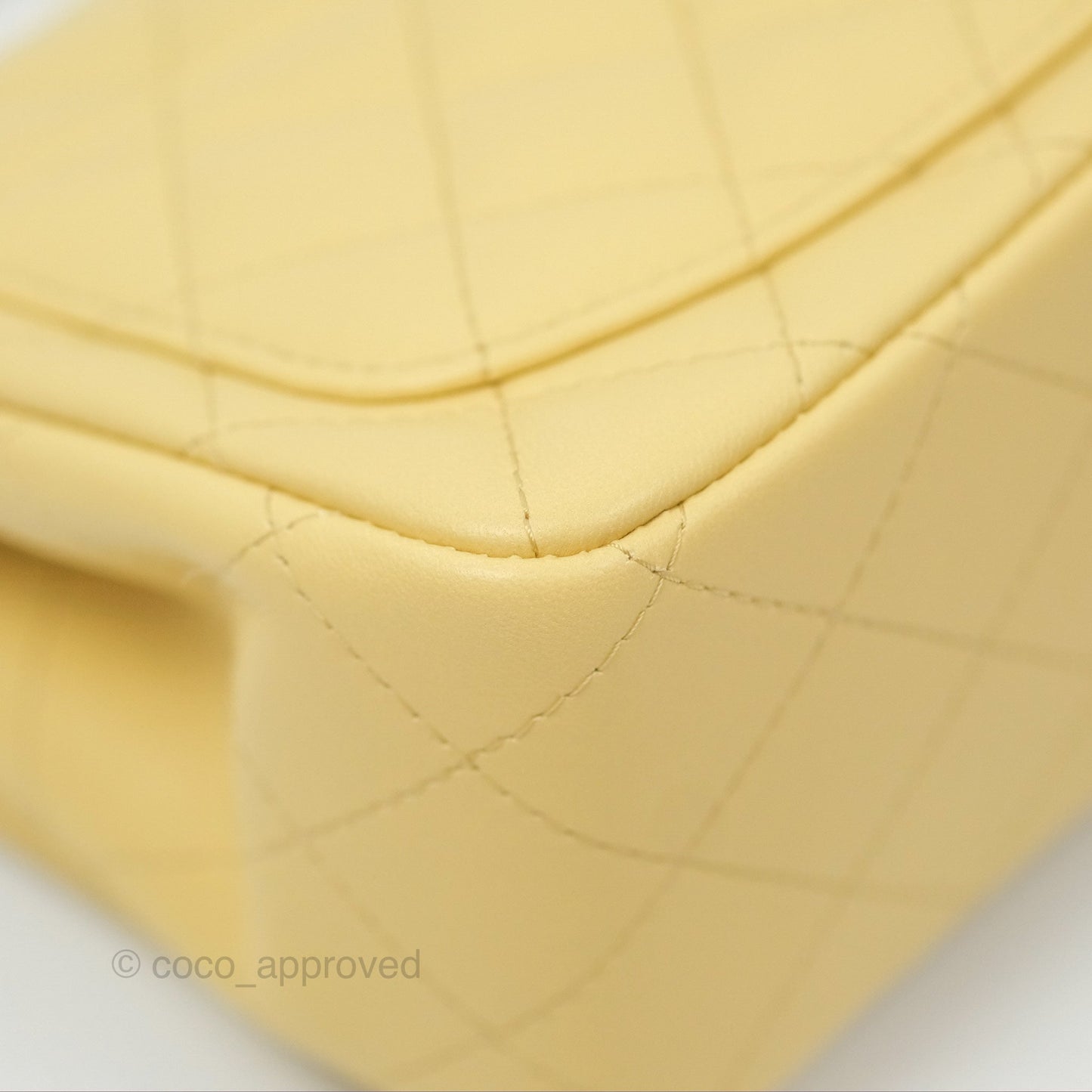 Chanel Mini Square Quilted Yellow Lambskin Gold Hardware