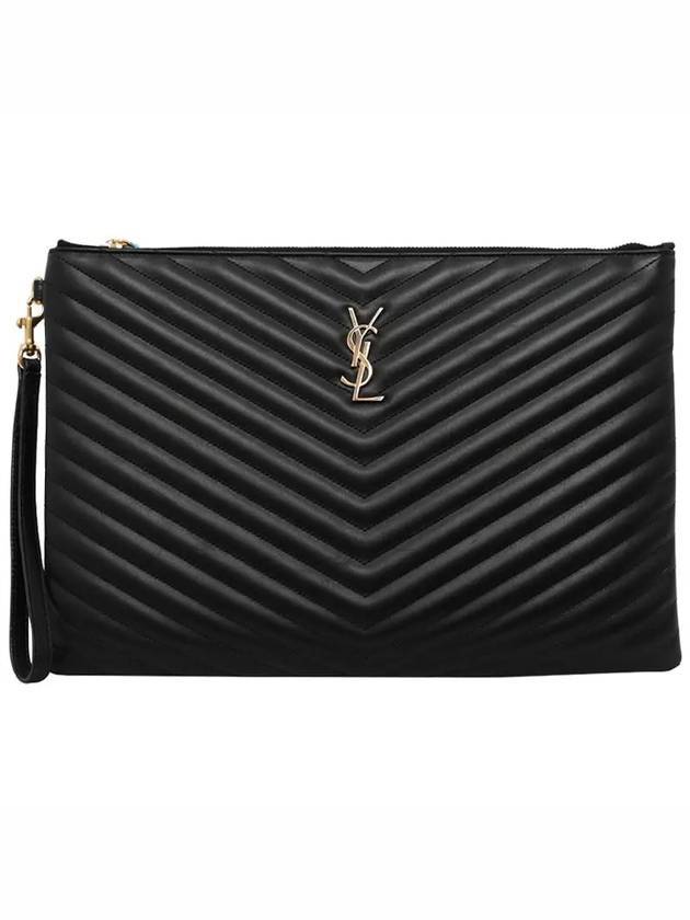 Luxury Saint Laurent Matelasse Leather Document Holder Black