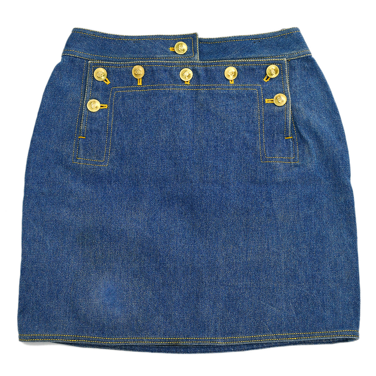 Luxury Chanel Spring 1994 CC button-embellished denim mini skirt #36