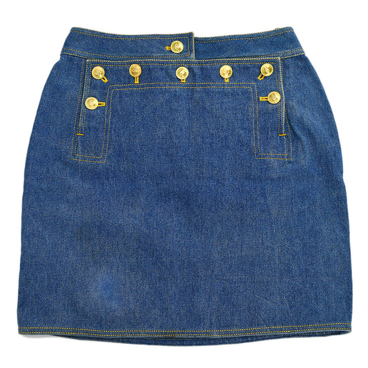 Luxury Chanel Spring 1994 CC button-embellished denim mini skirt #36
