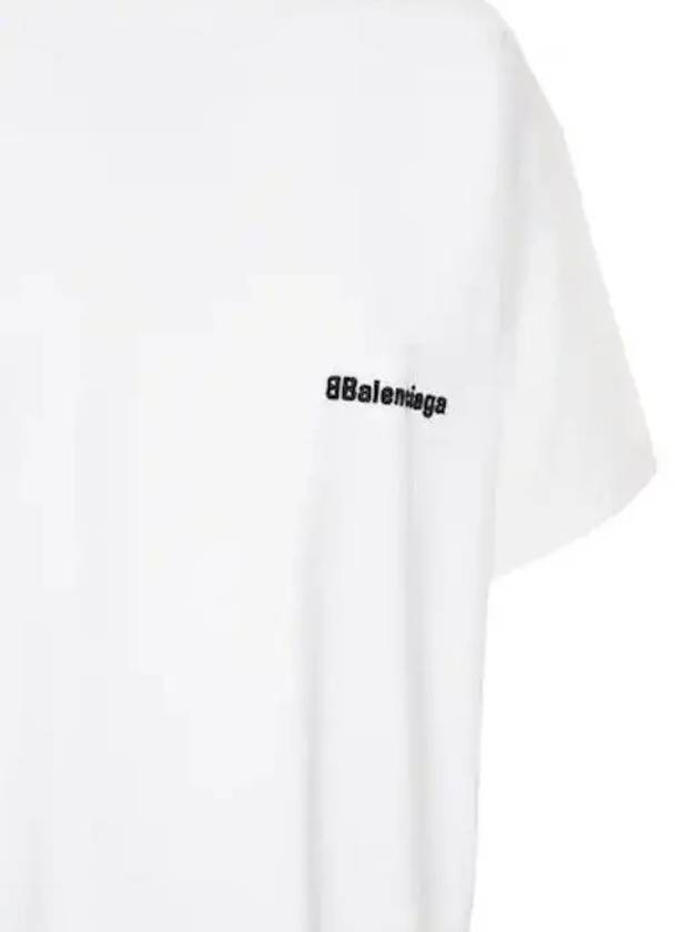 Luxury Balenciaga Embroided Logo Short Sleeve T-Shirt White