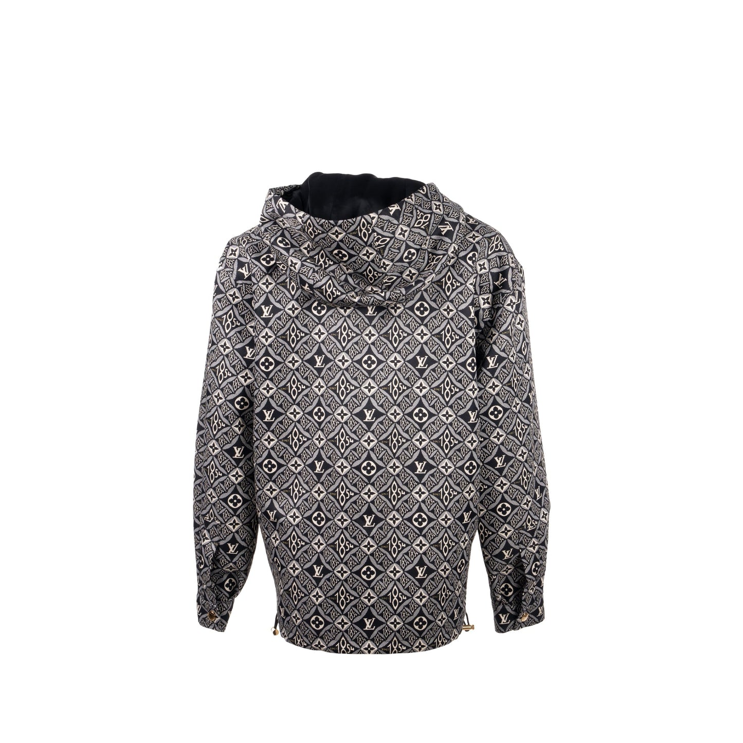 Louis Vuitton size 38 monogram since 1854 hooded silk parka polyamide/silk black/white