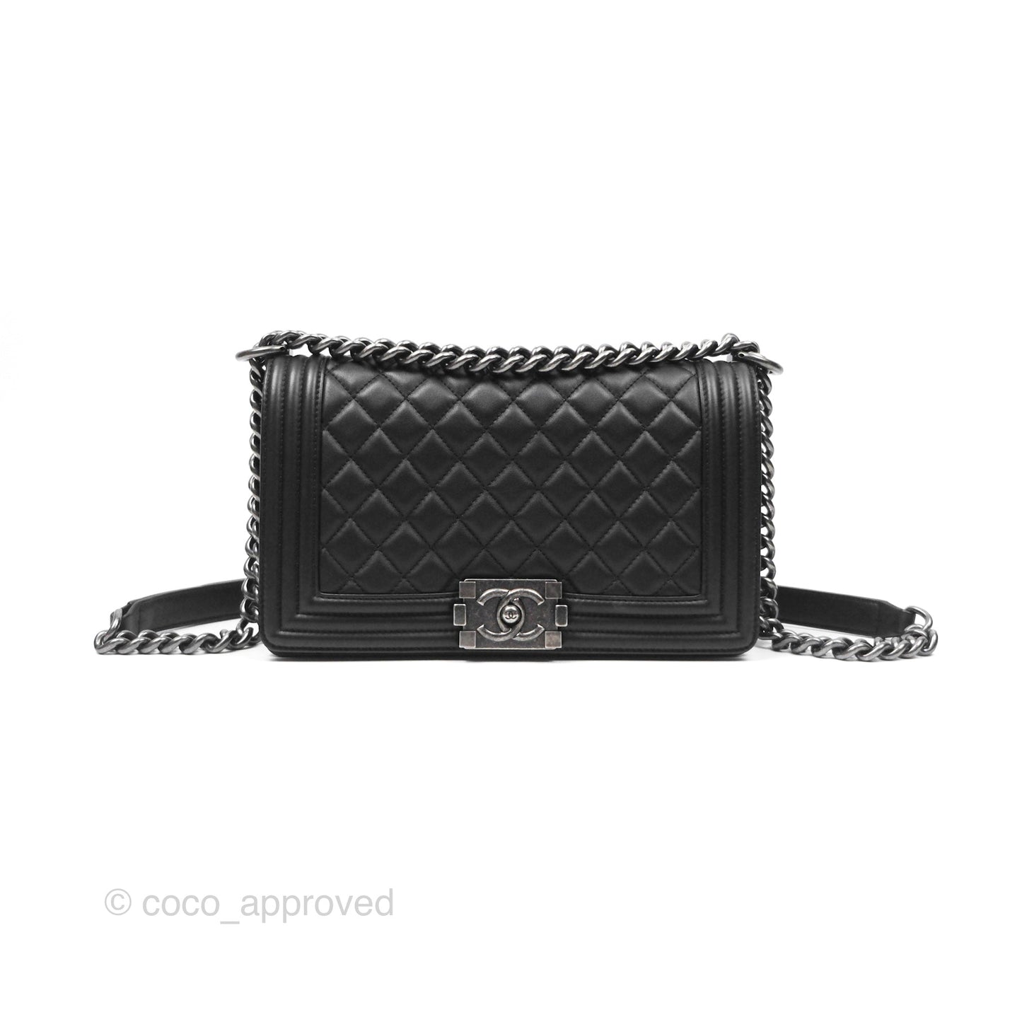 Chanel Boy Quilted Medium Black Calfskin Ruthenium Hardware