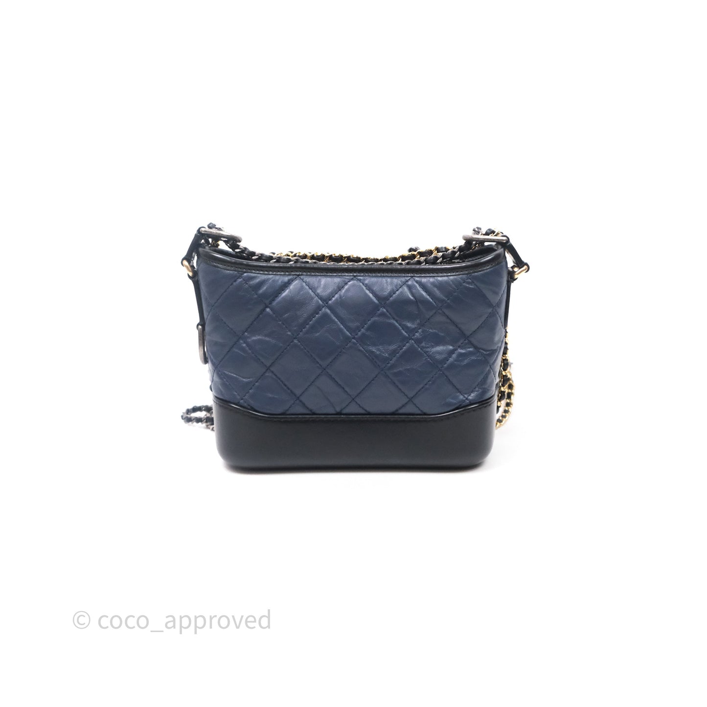 Chanel Quilted Small Gabrielle Hobo Navy Black Aged Calfskin Mixed Hardware