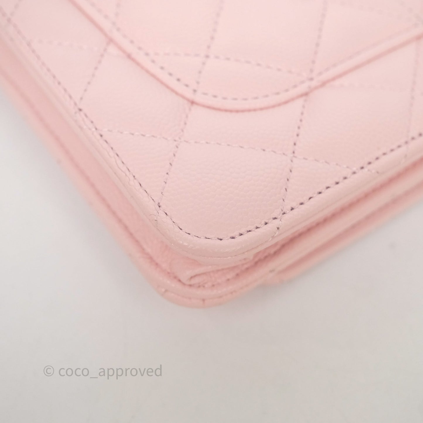 Chanel Classic Quilted Wallet on Chain WOC Light Pink Caviar Gold Hardware