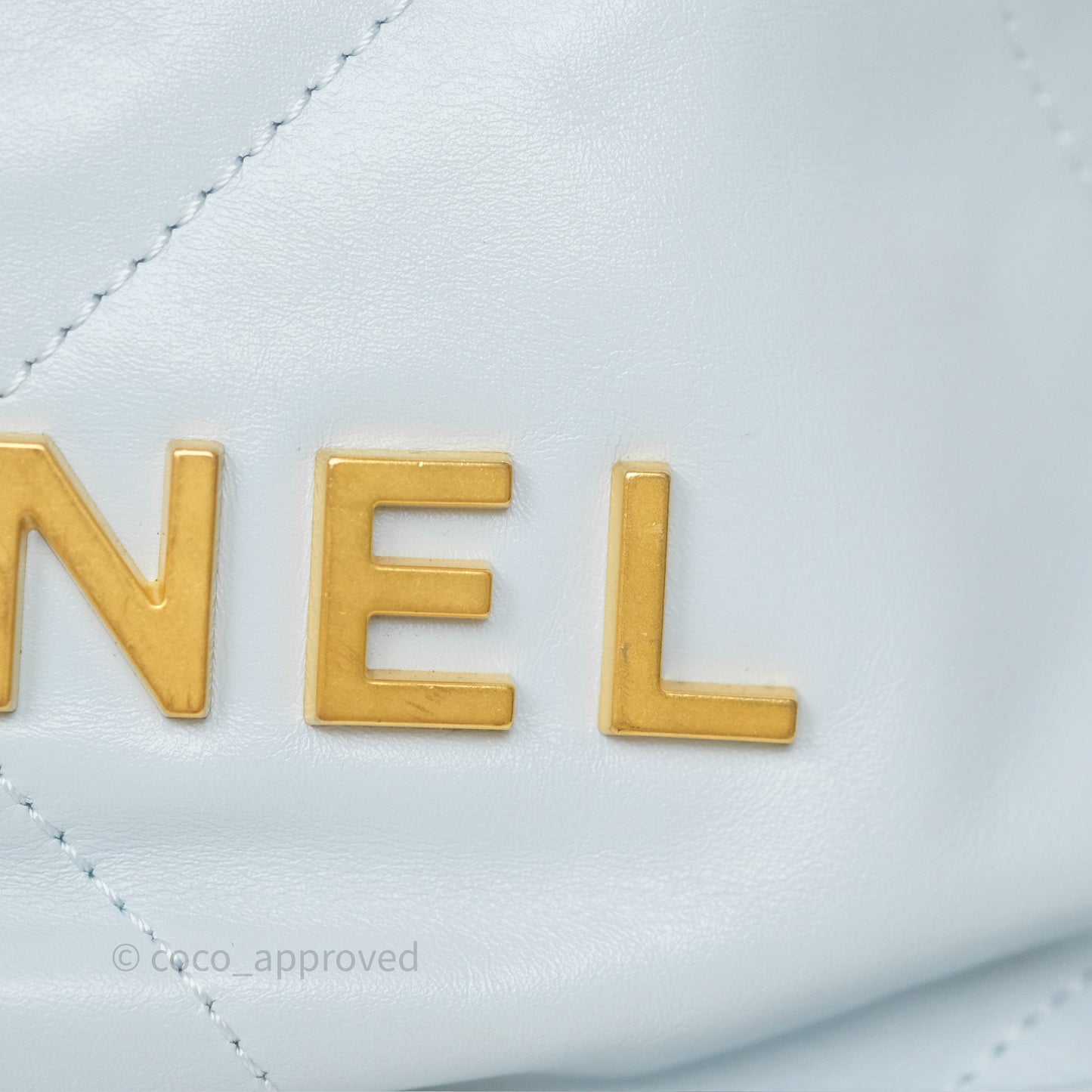 Chanel 22 Mini Bag Light Blue Shiny Crumpled Calfskin