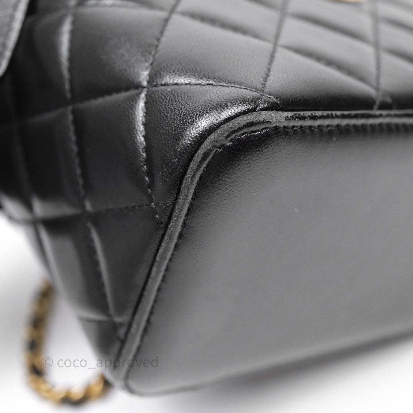 Chanel Vanity Rectangular Top Handle Black Lambskin Gold Hardware