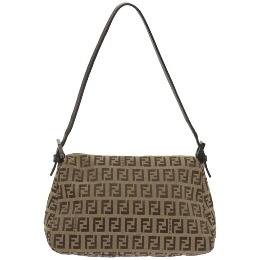 Luxury FendiZucchino Canvas Mamma Baguette Shoulder Bag Beige66042