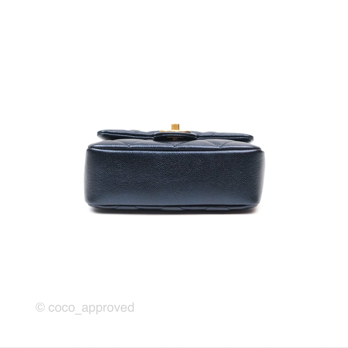 Chanel Quilted My Perfect Mini Iridescent Navy Caviar Aged Gold Hardware 21K