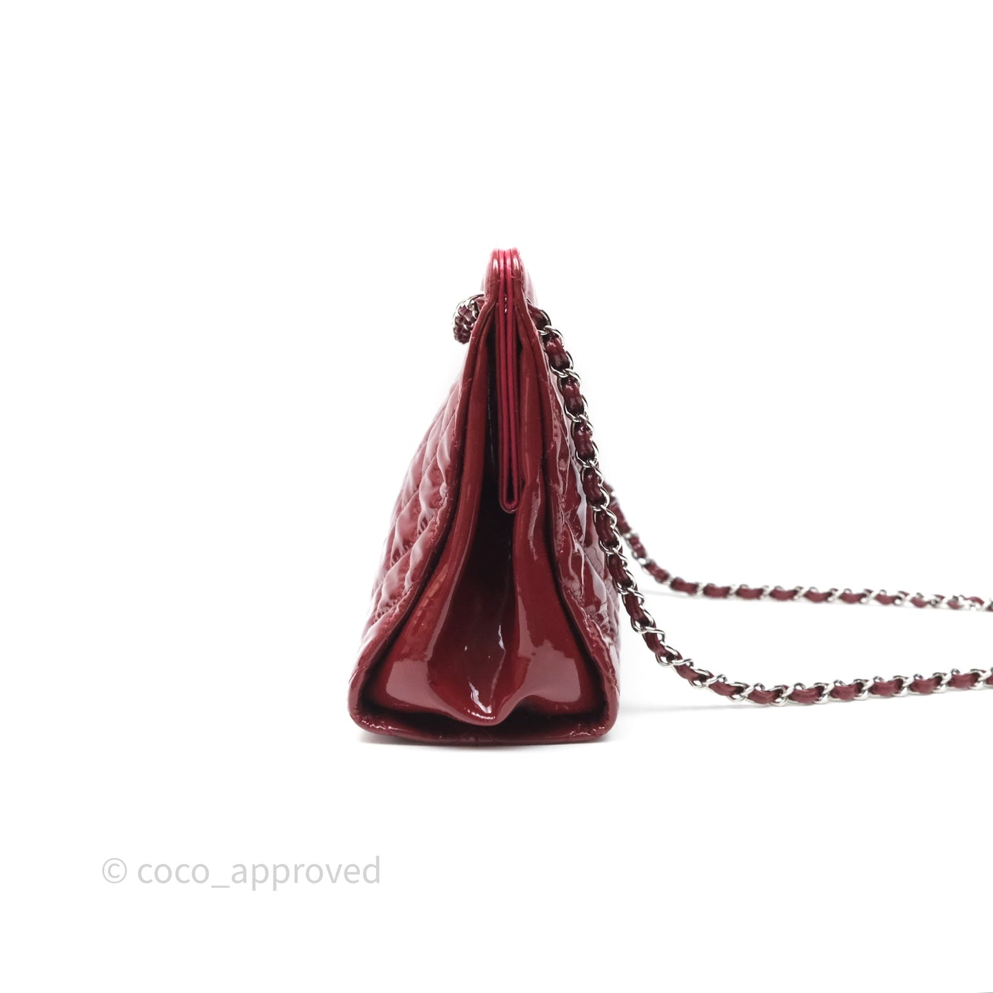 Chanel CC Shopping Tote Bag Red Patent Silver Hardware