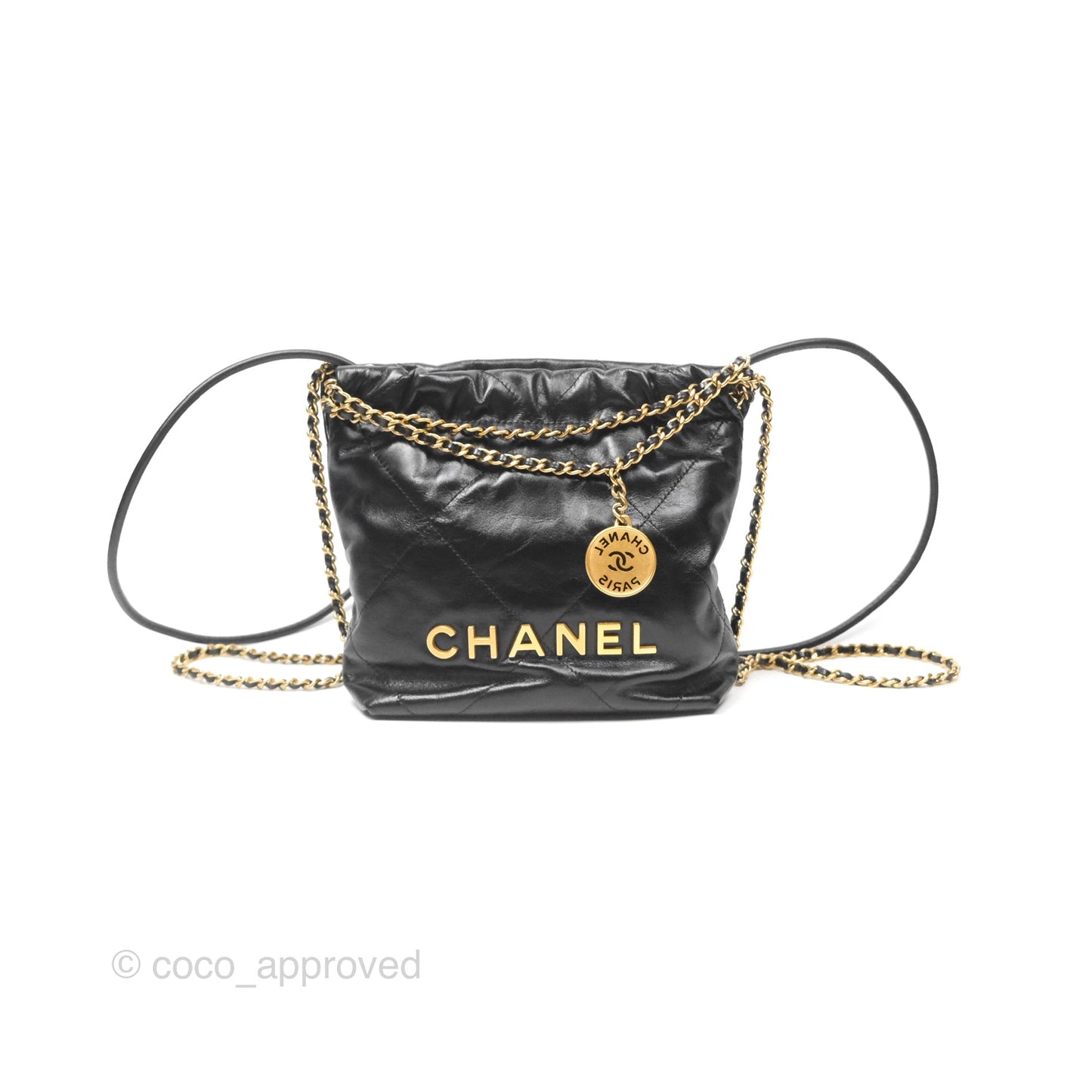 Chanel 22 Mini Bag Black Crumpled Calfskin