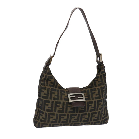 Luxury FendiZucca Canvas Mamma Baguette Shoulder Bag Brown66062