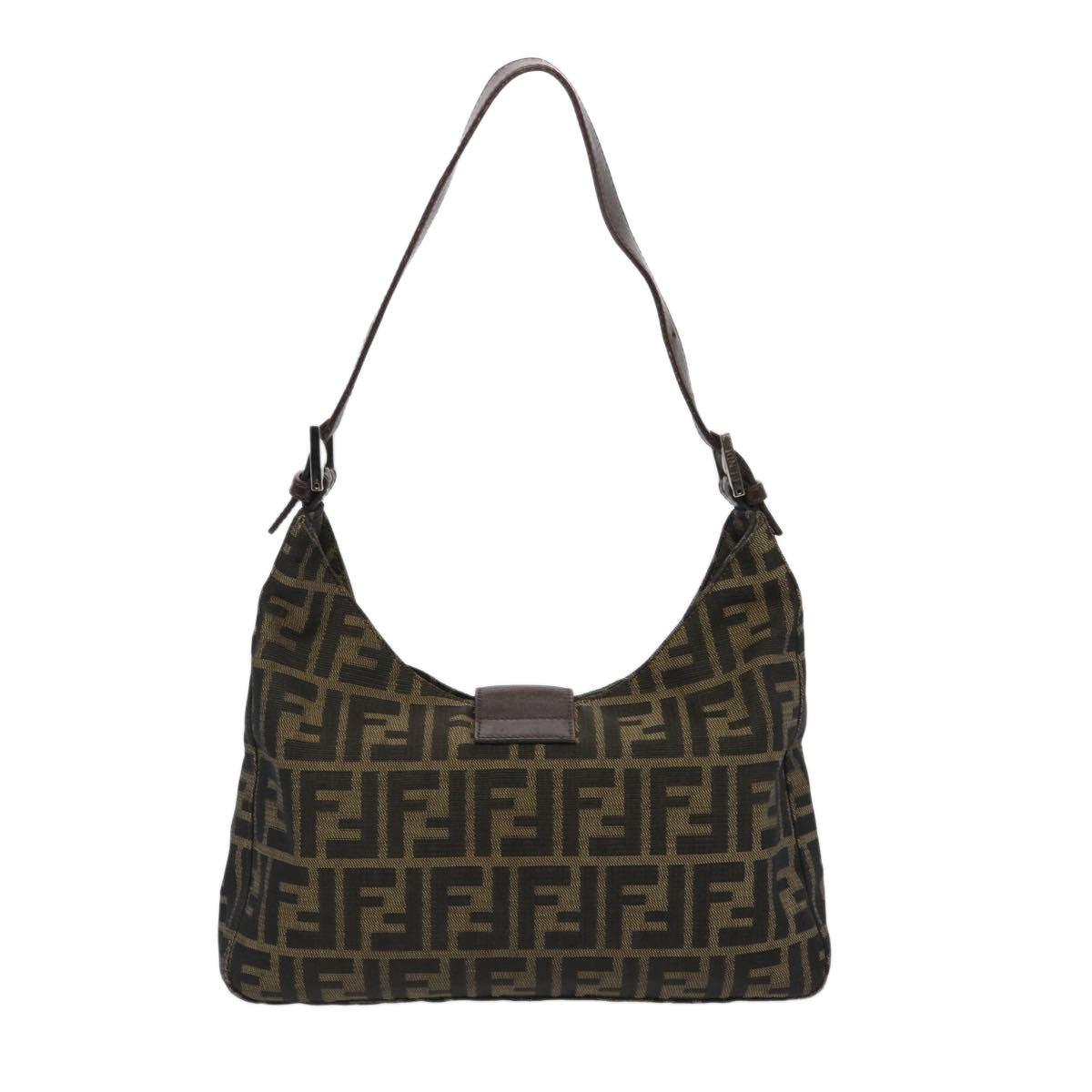 Luxury FendiZucca Canvas Mamma Baguette Shoulder Bag Brown66062
