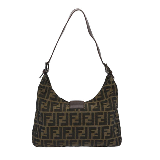 Luxury FendiZucca Canvas Mamma Baguette Shoulder Bag Brown66062