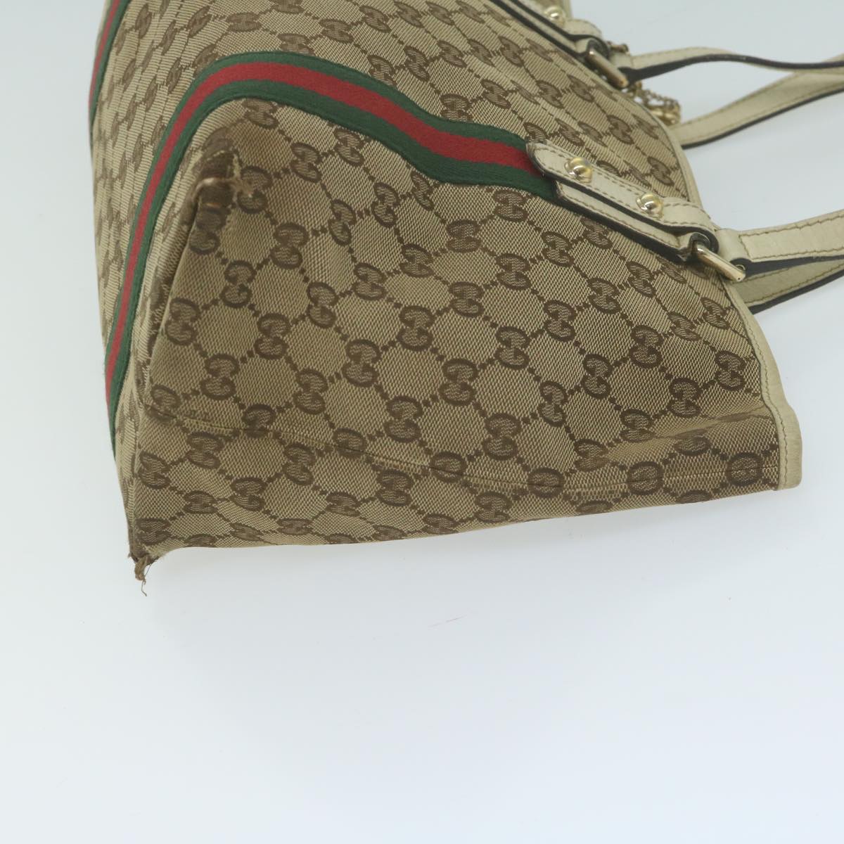 GUCCI GG Canvas Web Sherry Line Tote Bag Beige Red Green 137396  66068