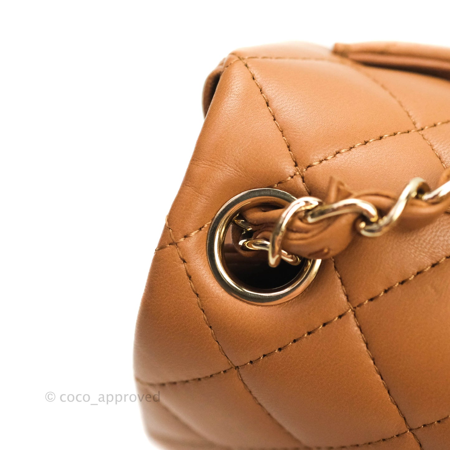 Chanel Classic Quilted Mini Square Caramel Dark Beige Lambskin Gold Hardware