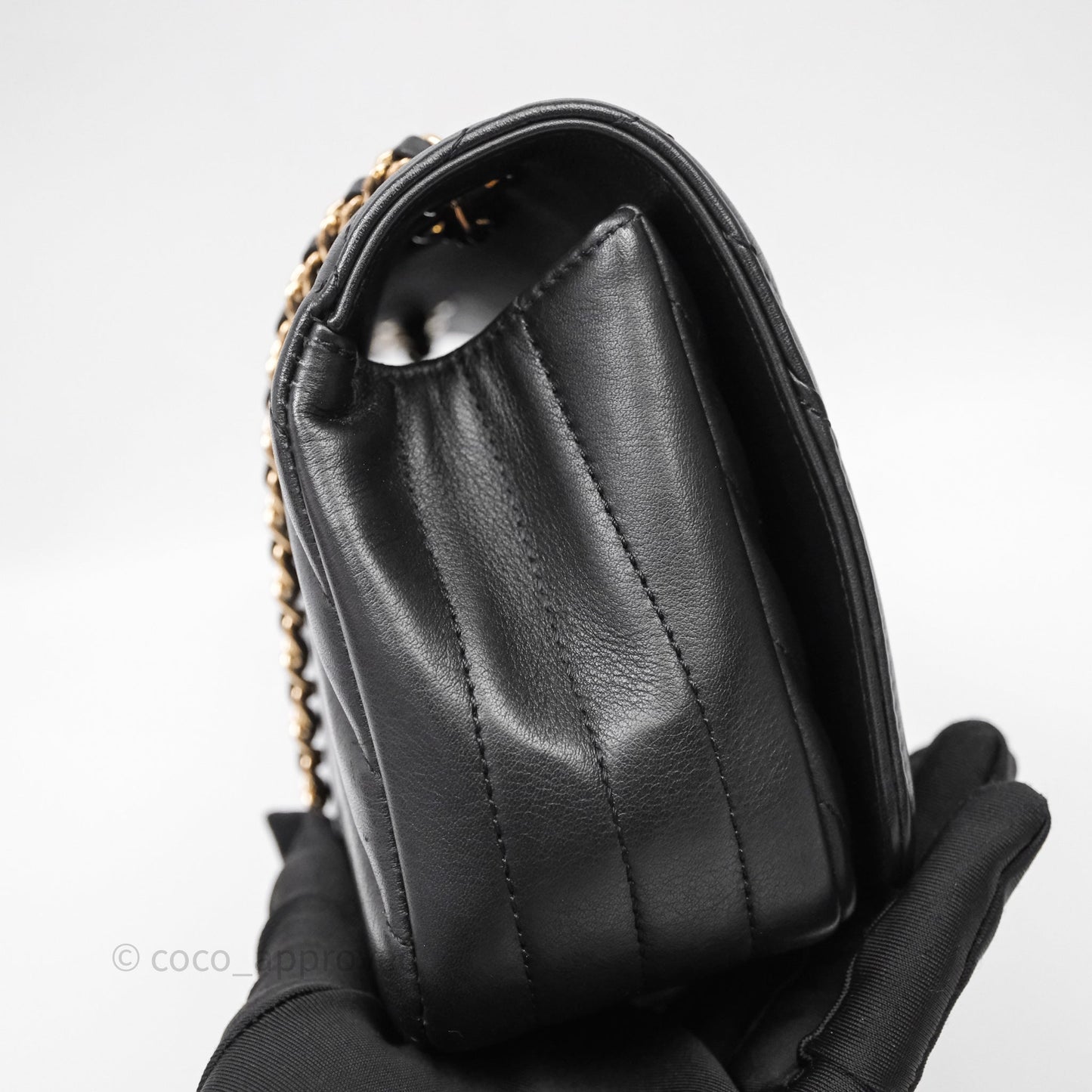 Chanel Small Statement Chevron Flap Bag Black Gold Hardware