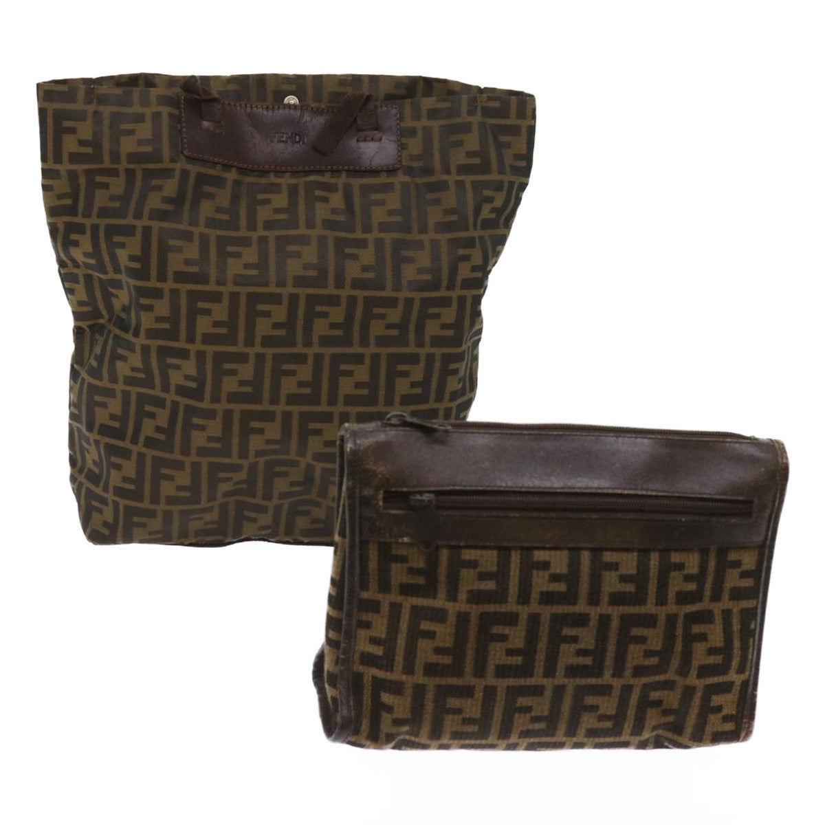Luxury FendiZucca Canvas Clutch Bag 2Set Black Brown66087