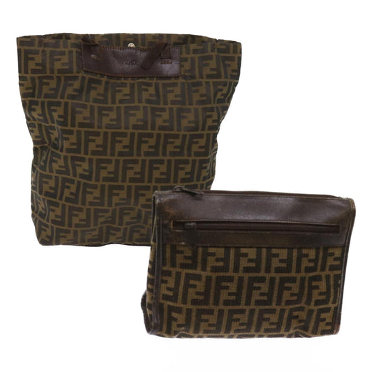 Luxury FendiZucca Canvas Clutch Bag 2Set Black Brown66087