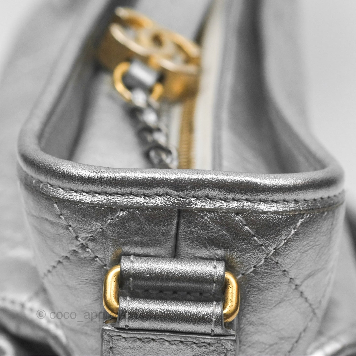 Chanel Large Gabrielle Hobo Metallic Silver Aged Calfskin Mixed Hardware