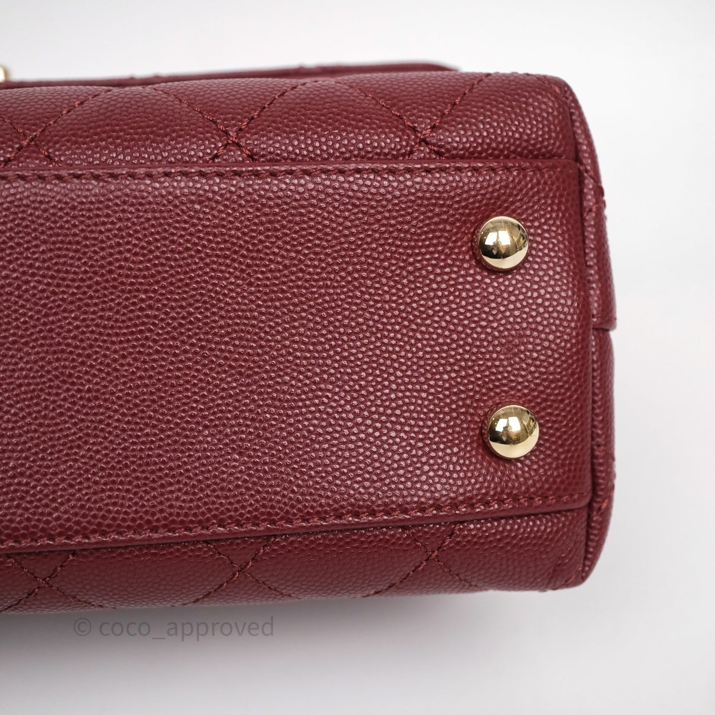 Chanel Small Coco Handle Quilted Red Burgundy Caviar Gold Hardware
