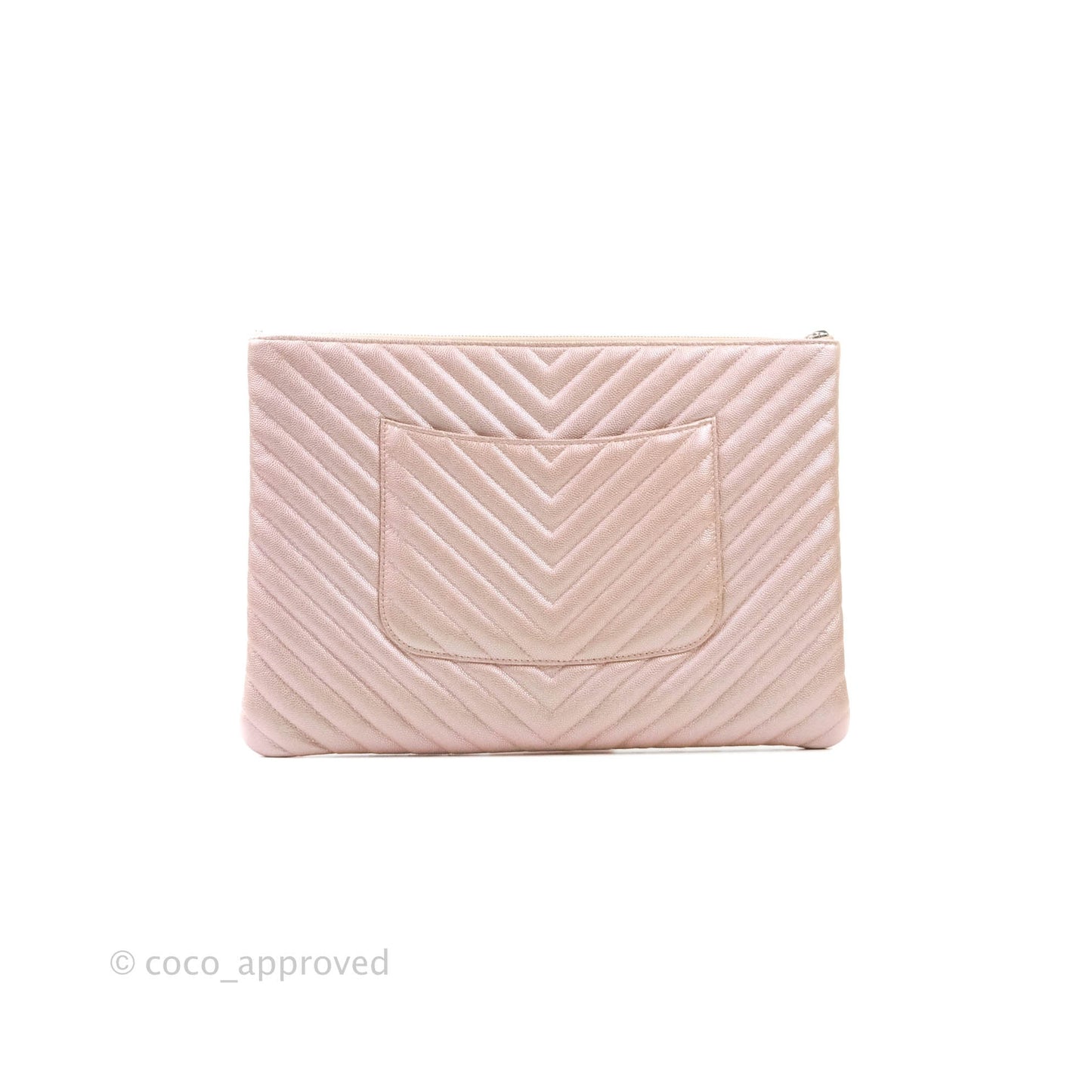 Chanel Large O Case Chevron Rose Gold 17B