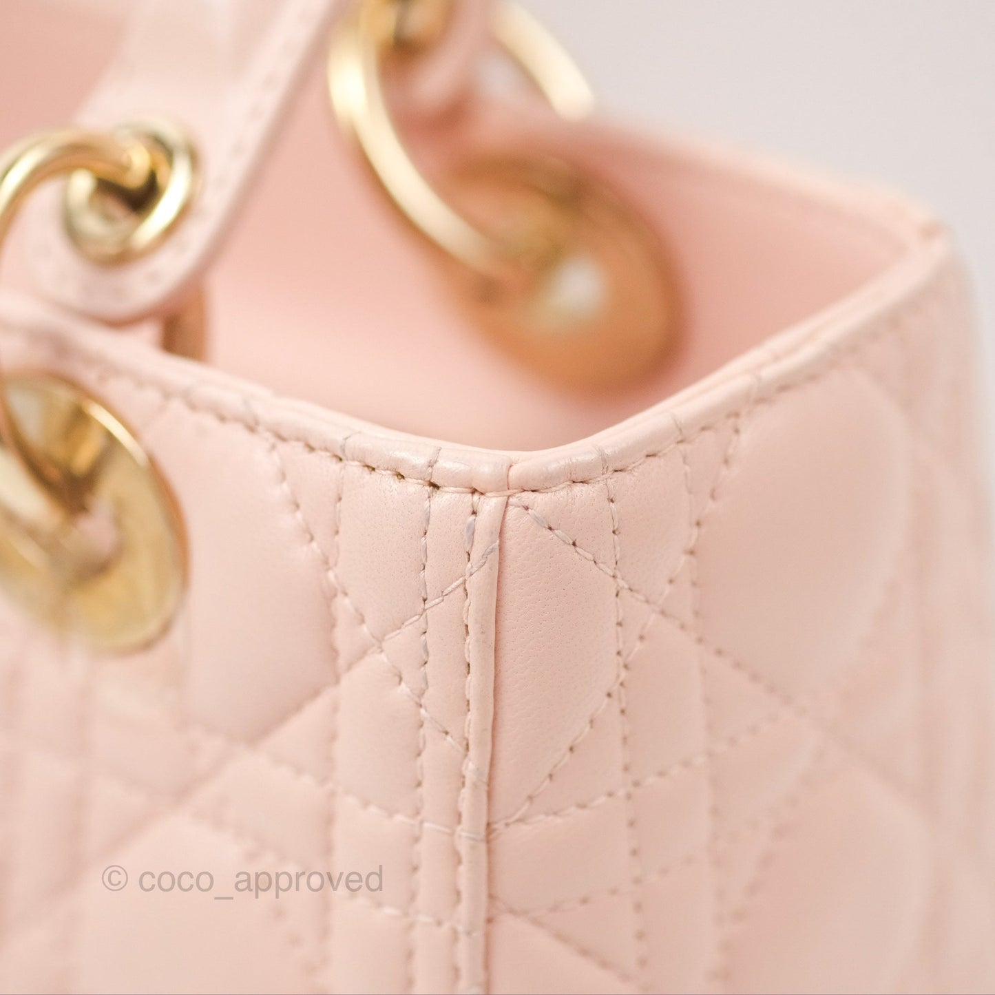 Christian Dior Medium Lady Dior Cannage Light Pink Lambskin Gold Hardware