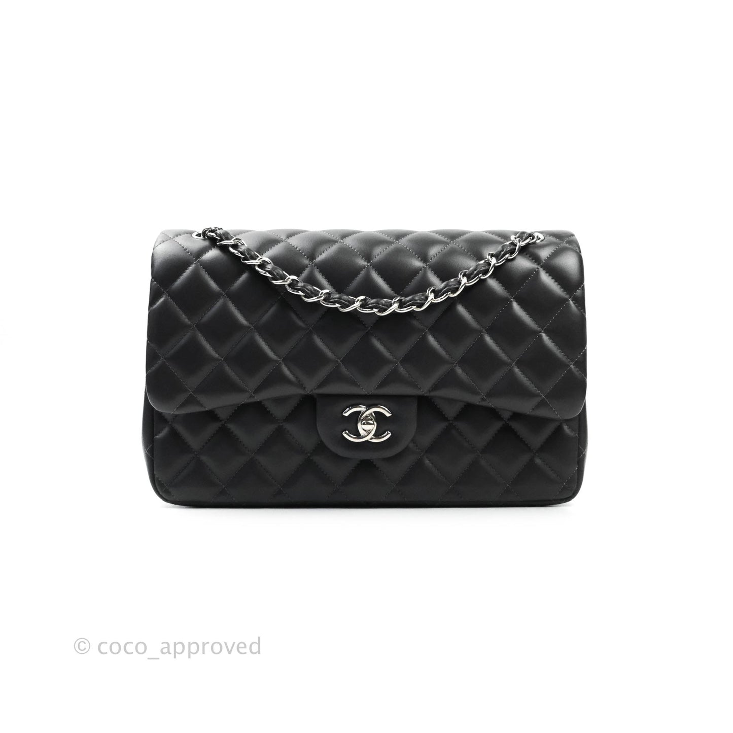 Chanel Jumbo Double Flap Dark Grey Lambskin Silver Hardware⁣⁣