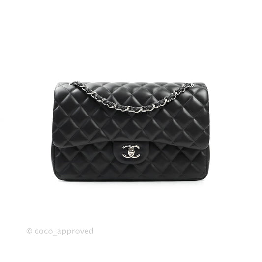 Chanel Jumbo Double Flap Dark Grey Lambskin Silver Hardware⁣⁣