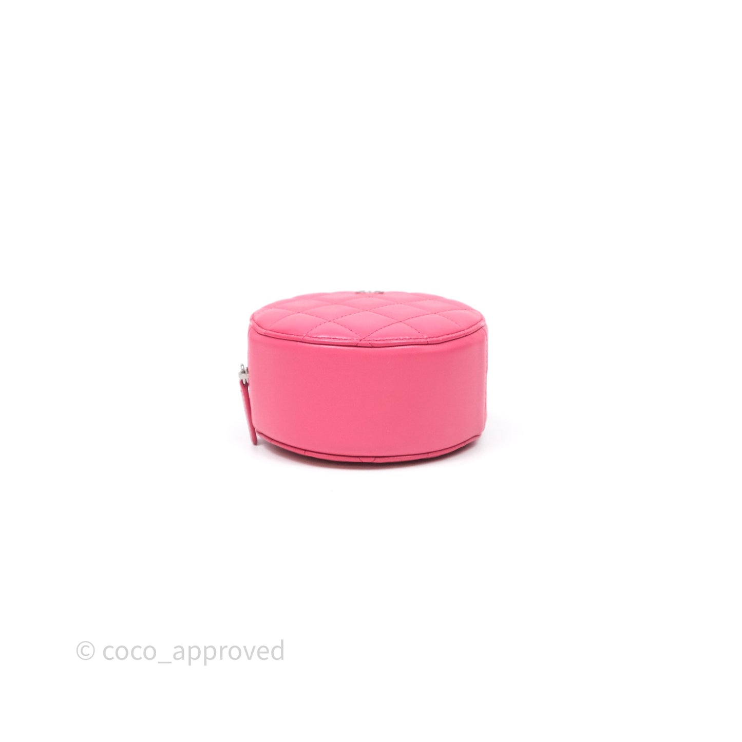 Chanel Quilted Round Clutch With Chain Dark Pink Lambskin Gold Hardware