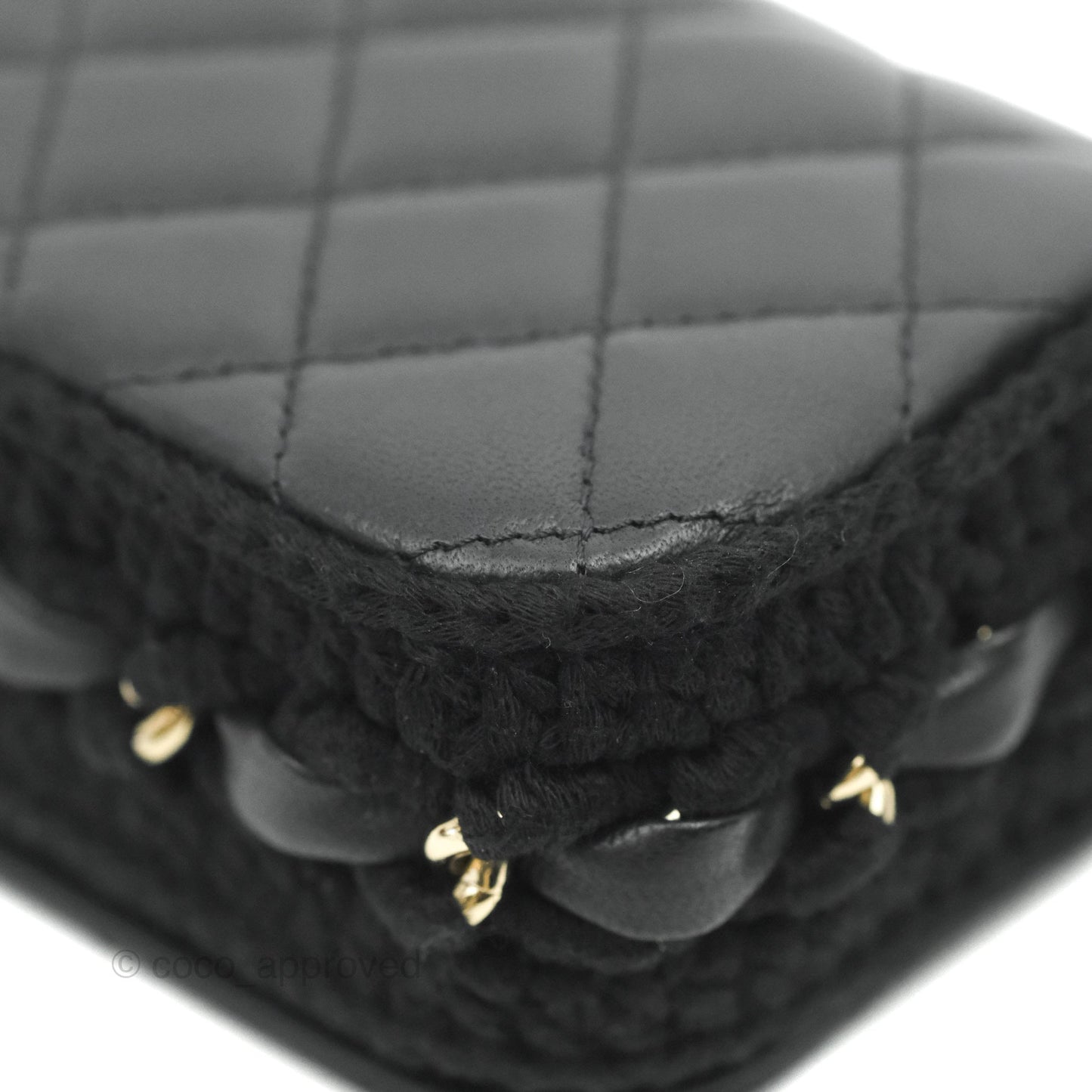 Chanel Mini Bag Black Lambskin Crochet Gold Hardware 22C