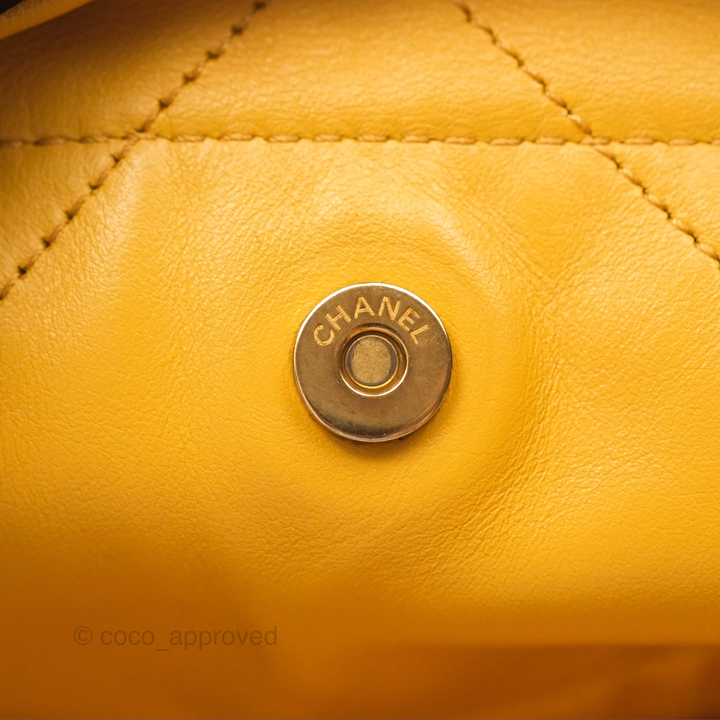 Chanel 22 Small Mustard Yellow Shiny Aged Calfskin Aged Gold Hardware