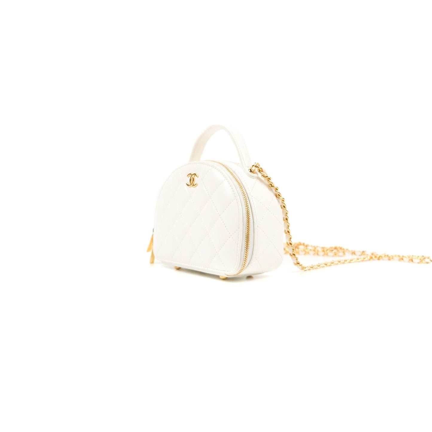 Chanel Small Clutch With Chain White Lambskin Gold Hardware 23C